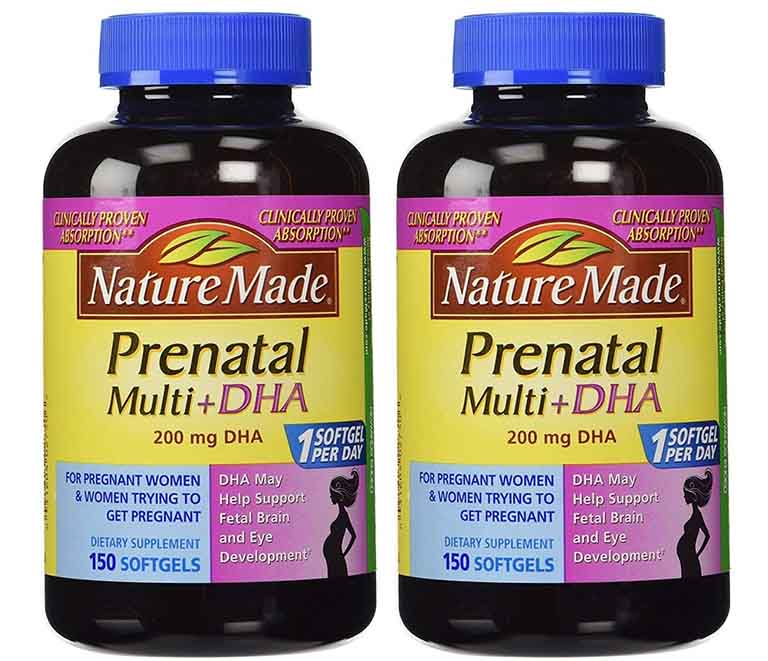 Nature Made Prenatal Multi DHA giàu vitamin và các khoáng chất hỗ trợ phát triển trí tuệ cho trẻ sau khi ra đời
