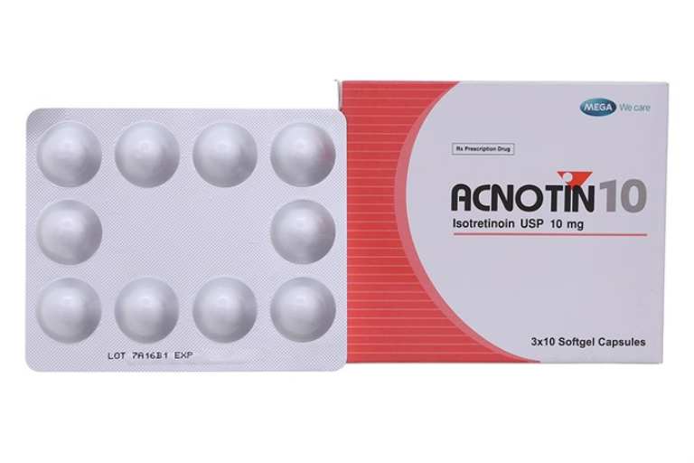 Thuốc Acnotin 10mg có giá bán khoảng 250.000 VNĐ/hộp.