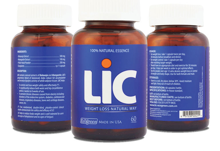 Viên uống giảm cân và đánh bay mỡ bụng cho nữ LIC là sản phẩm được sản xuất tại Mỹ