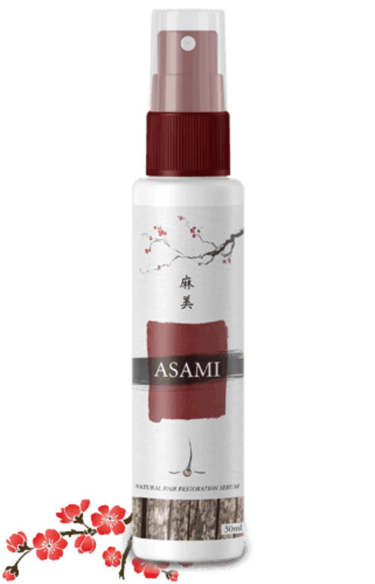 Xịt mọc tóc Asamin có thành phần chính là dầu thầu dầu, chiết xuất cây khoản đông hoa, cây tầm ma... 